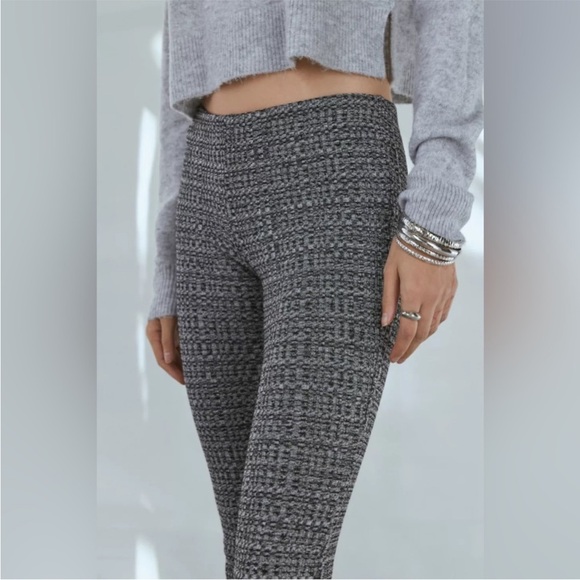 Urban Outfitters | Pria Knit Pull On Flare Pant Black White Tweed New Small NWT - Picture 5 of 11